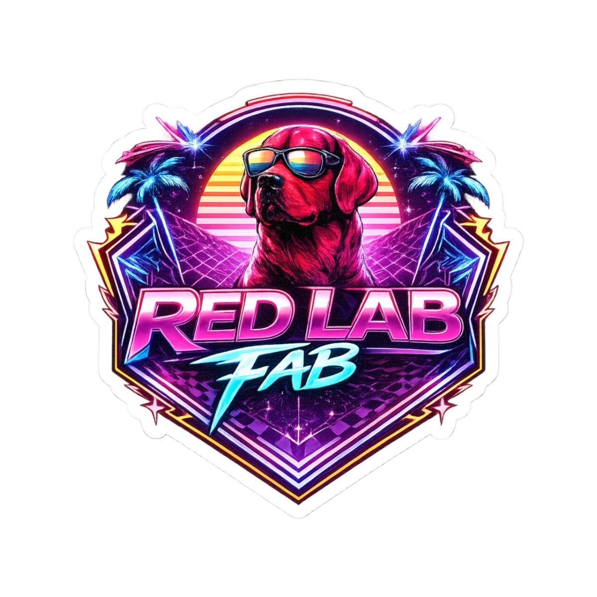 Retro Red Lab Fab Sticker